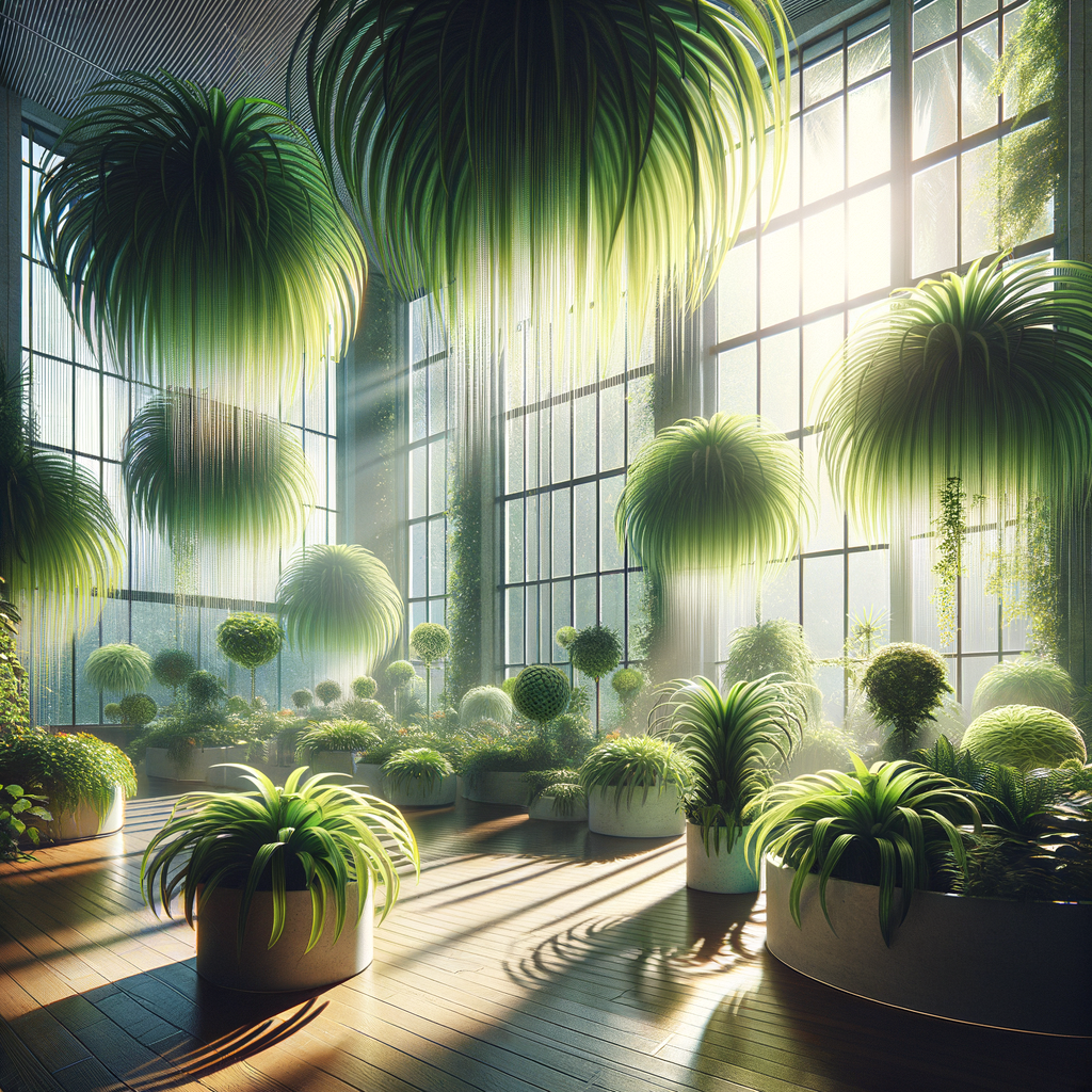 路人观赏珍珠吊兰场景