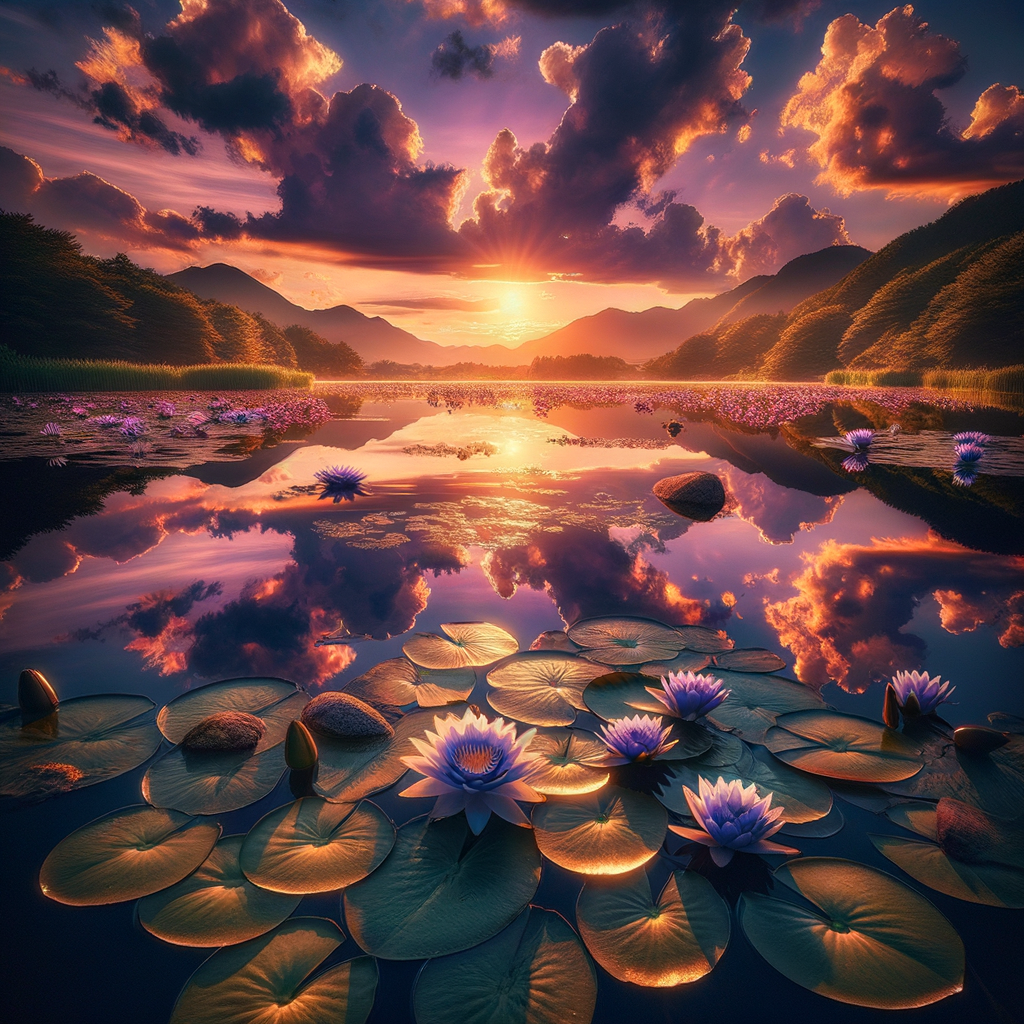 孩童拨弄水面的场景