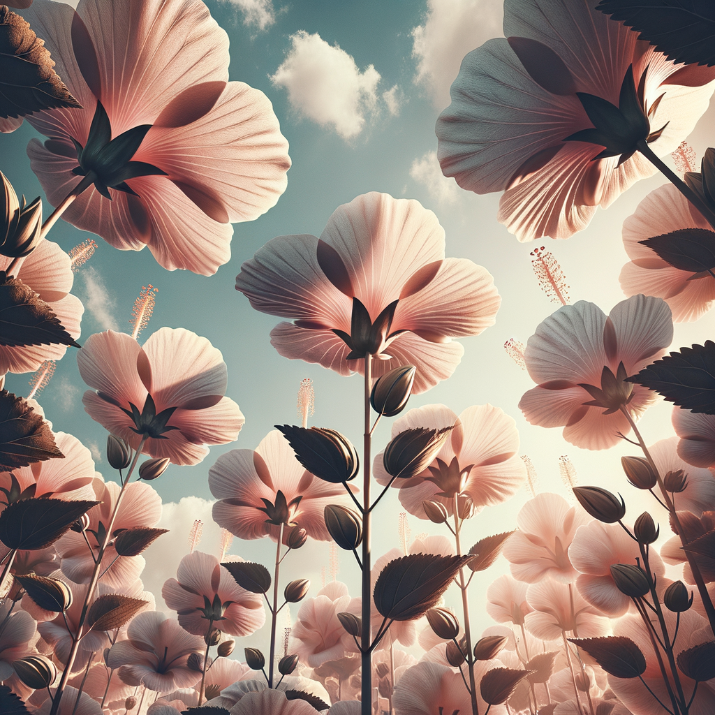 黄昏下的木槿花与老街