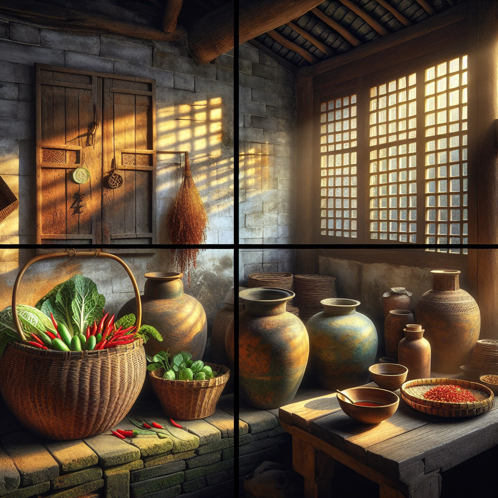 老坛子传统泡菜制作场景