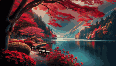 湖边秋色